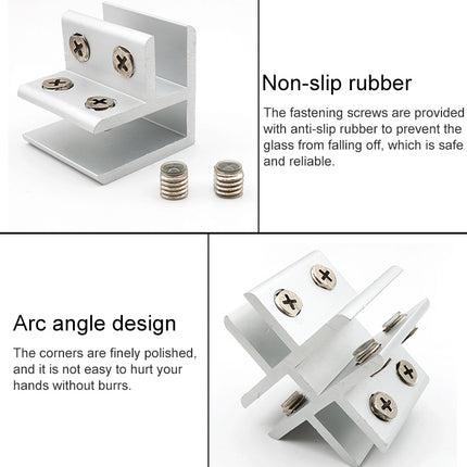 Aluminum Alloy Glass Combination Clamp Cabinet Partition Fixing Clip, 90 degrees Cliped 8-10mm