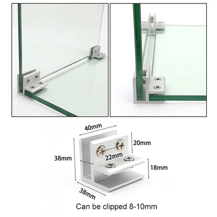 Aluminum Alloy Glass Combination Clamp Cabinet Partition Fixing Clip, 90 degrees Cliped 8-10mm