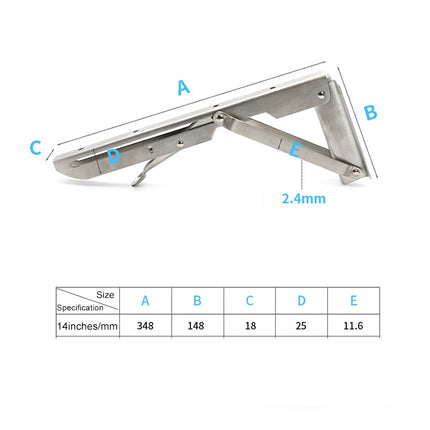 14 inch K Type Wall-mounted Foldable Stainless Steel Spring Storage Shelf for Dining Table