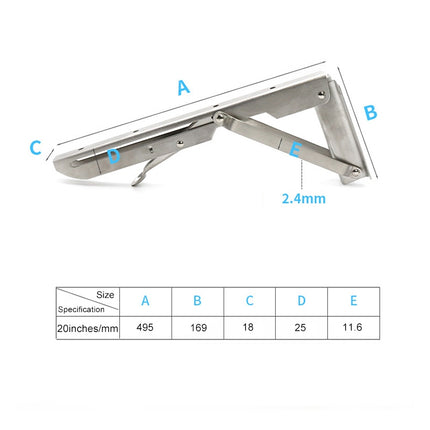20 inch K Type Wall-mounted Foldable Stainless Steel Spring Storage Shelf for Dining Table
