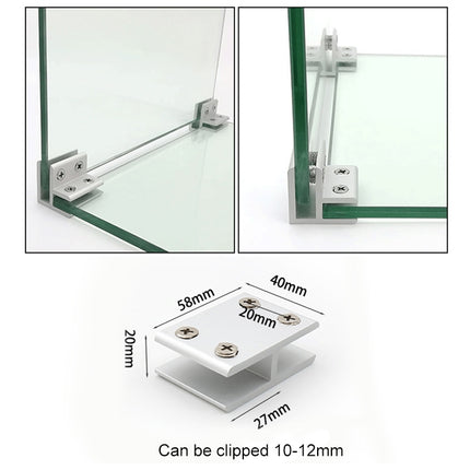 Aluminum Alloy Glass Combination Clamp Cabinet Partition Fixing Clip, 180 degrees Cliped 10-12mm