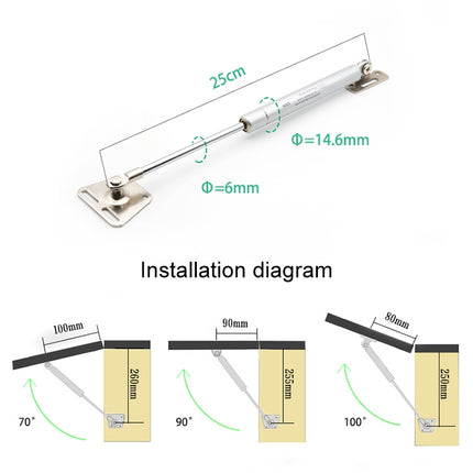 Iron Head Cabinet Gas Holder Hydraulic Rod Buffer Telescopic Strut, 10 inch 80N (8kg)