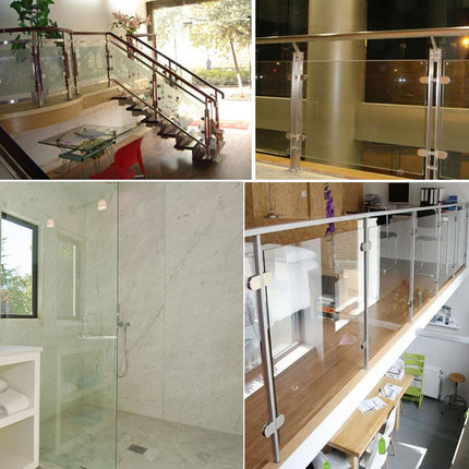 5-8mm Concave Curved Bottom Matte Polished 304 Stainless Steel Fixed Clip Railing Glass Wood Layer Board Clamp Bracket