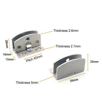 Open Hole Free Brushed Surface Glass Hinge, Size: L, 8-10mm