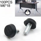 100 PCS Adjustable Foot Pad Furniture Screw Support Stub, M6x18 (Black)