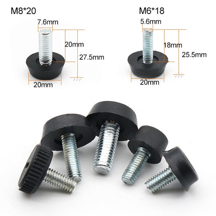 100 PCS Adjustable Foot Pad Furniture Screw Support Stub, M6x18 (Black)