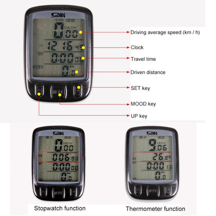 SUNDING 563C Bike Bicycle Waterproof Wireless LCD Screen Luminous Mileage Speedometer Odometer, Chinese Version