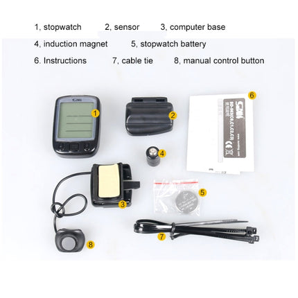 SUNDING 563C Bike Bicycle Waterproof Wireless LCD Screen Luminous Mileage Speedometer Odometer, Chinese Version