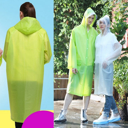 Fashion Adult Lightweight EVA Transparent Frosted Raincoat Big Hat With Pocket Size: L - DealBuddy