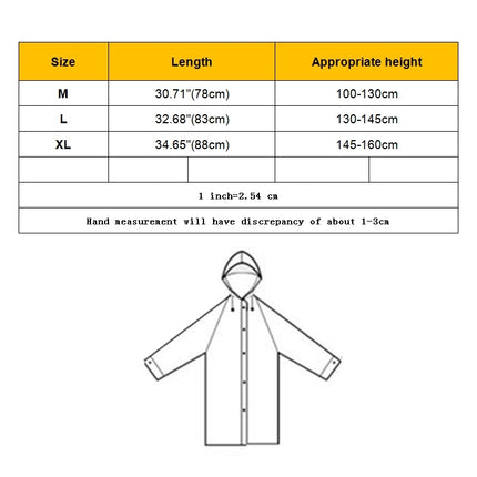 Fashion Children Lightweight EVA Transparent Frosted Raincoat Big Hat With Pocket Size: XL