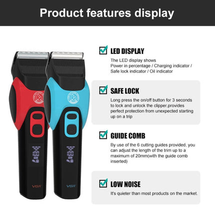 VGR V-208 Professional Pet Barber Electric Hair Clipper, V-208 (Blue), V-208 (Red) - DealBuddy