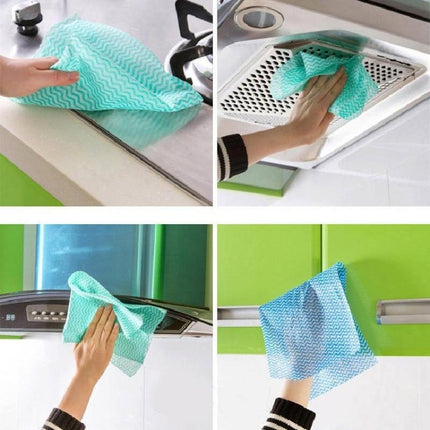 50 Sheets Non-Woven Disposable Washing Towels Dishcloth, Red, Orange, Blue