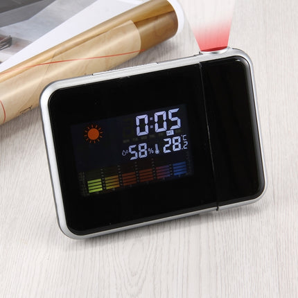Multifunctional Digital Color LCD Display LED Projection Alarm Clock with Weather Station / Temperature / Humidity / Calendar