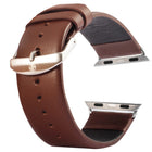 Kakapi for Apple Watch 42mm Subtle Texture Brushed Buckle Genuine Leather Watch Band with Connector - DealBuddy