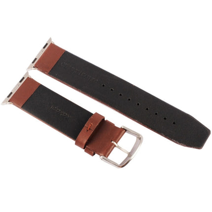 Kakapi for Apple Watch 42mm Subtle Texture Brushed Buckle Genuine Leather Watch Band with Connector - DealBuddy