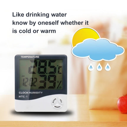 3.8 inch LCD Digital Temperature & Humidity Meter with Clock / Calendar (HTC-1) - DealBuddy