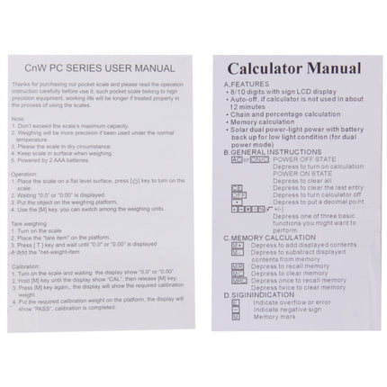 2 in 1 Electronic Pocket 1000g x 0.1g Jewelry  Digital Scale Balance + Calculator with Digits LCD Display