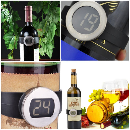 Celsius Degree Digital LCD Display Wine Bottle Thermometer, Suitable Bottle Diameter: 65-80mm (Black + Silver) - DealBuddy
