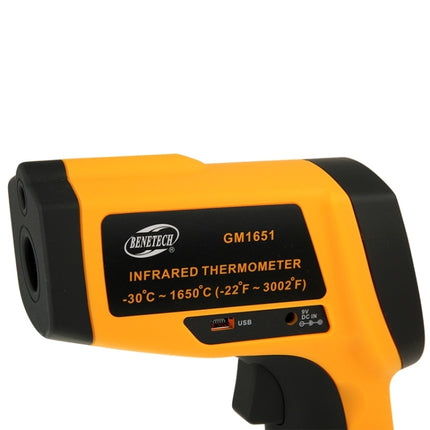 BENETECH GM1651 USB Digital Display Temperature Gun Handheld Infrared IR Thermometer, Measure Range: -30~1650C - DealBuddy