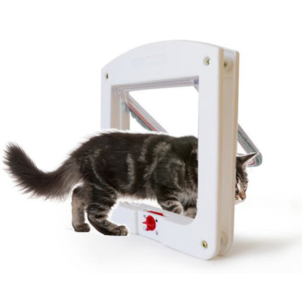Cat / Small-scale Dog Friendly Transparent Flap, Universal 4 Way Locking, White - DealBuddy