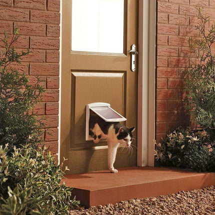 Cat / Small-scale Dog Friendly Transparent Flap, Universal 4 Way Locking, White - DealBuddy