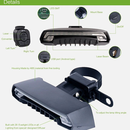 Meilan X5 Wireless Remote Control Laser Tail Lamp for Bicycle, Waterproof Level: IPX4