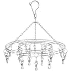 Round Stainless Steel Clothes Clip Hanger with 20 Clips