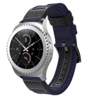 Canvas and Leather Wrist Strap Watch Band for Samsung Gear S2/Galaxy Active 42mm, Wrist Strap Size:135+96mm