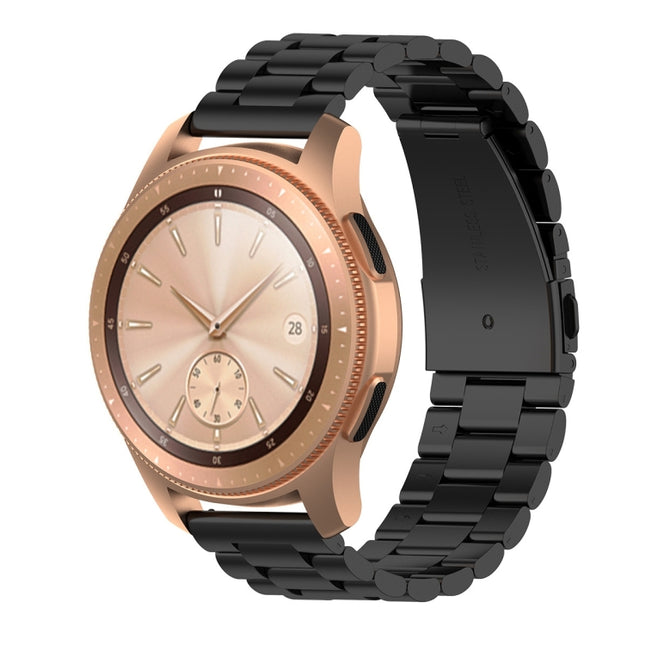 For Huami GTS/Galaxy Watch 42/40/44 Universal Three Beads Stainless Steel Watch Wrist Strap 20mm, Black, Gold, Rose Gold, Colourful, Silver - DealBuddy