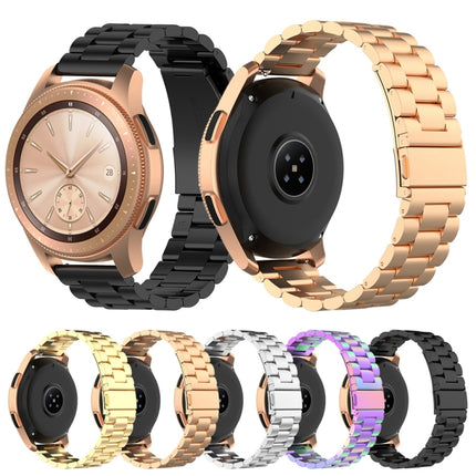 For Huami GTS/Galaxy Watch 42/40/44 Universal Three Beads Stainless Steel Watch Wrist Strap 20mm, Black, Gold, Rose Gold, Colourful, Silver - DealBuddy