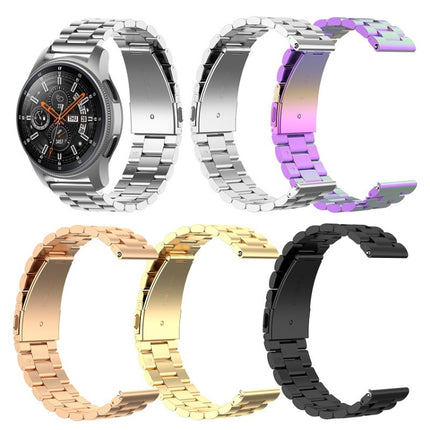For Huawei GT2/GT/Samsung Galaxy Watch 46mm R800/Samsung Gear S3 Universal Three Beads Stainless Steel Watch Wrist Strap 22mm, Black, Gold, Rose Gold, Colourful, Silver - DealBuddy