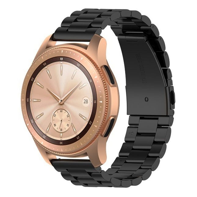 For Huawei GT2/GT/Samsung Galaxy Watch 46mm R800/Samsung Gear S3 Universal Three Beads Stainless Steel Watch Wrist Strap 22mm, Black, Gold, Rose Gold, Colourful, Silver - DealBuddy