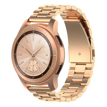 For Huawei GT2/GT/Samsung Galaxy Watch 46mm R800/Samsung Gear S3 Universal Three Beads Stainless Steel Watch Wrist Strap 22mm, Black, Gold, Rose Gold, Colourful, Silver - DealBuddy
