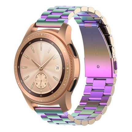 For Huawei GT2/GT/Samsung Galaxy Watch 46mm R800/Samsung Gear S3 Universal Three Beads Stainless Steel Watch Wrist Strap 22mm, Black, Gold, Rose Gold, Colourful, Silver - DealBuddy