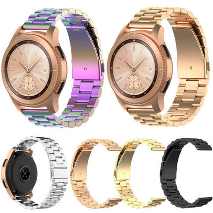 For Huawei GT2/GT/Samsung Galaxy Watch 46mm R800/Samsung Gear S3 Universal Three Beads Stainless Steel Watch Wrist Strap 22mm, Black, Gold, Rose Gold, Colourful, Silver - DealBuddy