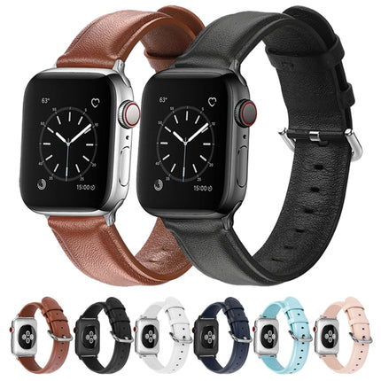 For Apple Watch Series 5 & 4 44mm 3 & 2 & 1 42mm Round Hole Leather Strap - DealBuddy