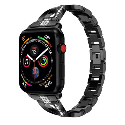 X-shaped Diamond-studded Solid Stainless Steel Wrist Strap Watch Band for Apple Watch Series 3 & 2 & 1 42mm - DealBuddy