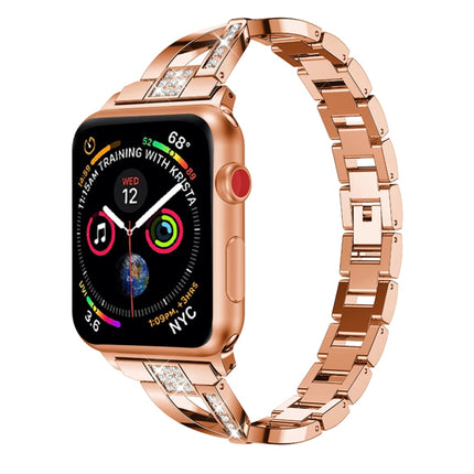 X-shaped Diamond-studded Solid Stainless Steel Wrist Strap Watch Band for Apple Watch Series 3 & 2 & 1 42mm - DealBuddy