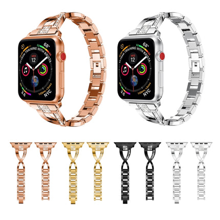 X-shaped Diamond-studded Solid Stainless Steel Wrist Strap Watch Band for Apple Watch Series 3 & 2 & 1 42mm - DealBuddy