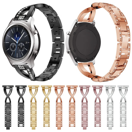 X-shaped Diamond-studded Solid Stainless Steel Wrist Strap Watch Band for Samsung Gear S3 - DealBuddy