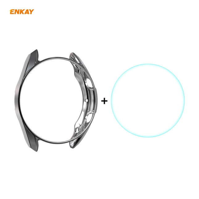 For Samsung Galaxy Watch 3 45mm 2 in 1 ENKAY Hat-Prince Electroplate Soft TPU Case + 0.2mm 9H 2.15D Curved Edge Tempered Glass Film - DealBuddy