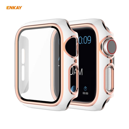 ENKAY Hat-Prince Full Coverage Electroplated PC Case + Tempered Glass Protector for Apple Watch Series 6 / 5 / 4 / SE 44mm