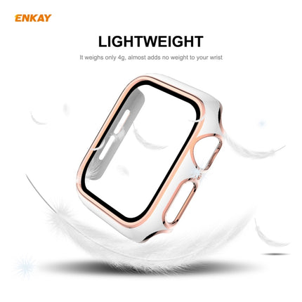 ENKAY Hat-Prince Full Coverage Electroplated PC Case + Tempered Glass Protector for Apple Watch Series 6 / 5 / 4 / SE 44mm