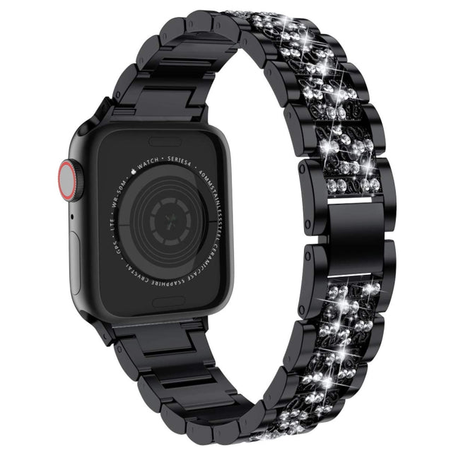 Three Stainless Steel Straps with Rhinestones, For Series 7 41mm / 6 & SE & 5 & 4 40mm / 3 & 2 & 1 38mm, For Series 7 45mm / 6 & SE & 5 & 4 44mm / 3 & 2 & 1 42mm - DealBuddy
