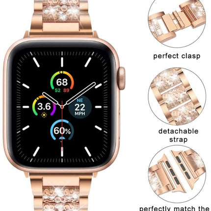 Three Stainless Steel Straps with Rhinestones, For Series 7 41mm / 6 & SE & 5 & 4 40mm / 3 & 2 & 1 38mm, For Series 7 45mm / 6 & SE & 5 & 4 44mm / 3 & 2 & 1 42mm - DealBuddy