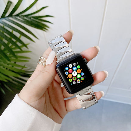Creative Chain Stainless Steel Metal Strap For Apple Watch Series, 7 41mm / 6&SE&5&4 40mm / 3&2&1 38mm, 7 45mm / 6&SE&5&4 44mm / 3&2&1 42mm - DealBuddy