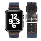 Sliver Buckle Leather Strap For Apple Watch Series