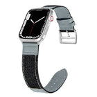 Denim Fit Leather Replacement Watch Strap For Apple Watch Series, 7 41mm / 6&SE&5&4 40mm / 3&2&1 38mm, 7 45mm / 6&SE&5&4 44mm / 3&2&1 42mm - DealBuddy
