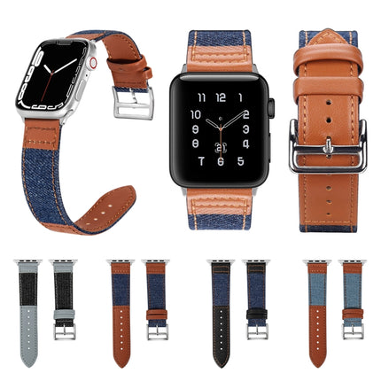 Denim Fit Leather Replacement Watch Strap For Apple Watch Series, 7 41mm / 6&SE&5&4 40mm / 3&2&1 38mm, 7 45mm / 6&SE&5&4 44mm / 3&2&1 42mm - DealBuddy