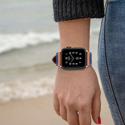 Denim Fit Leather Replacement Watch Strap For Apple Watch Series